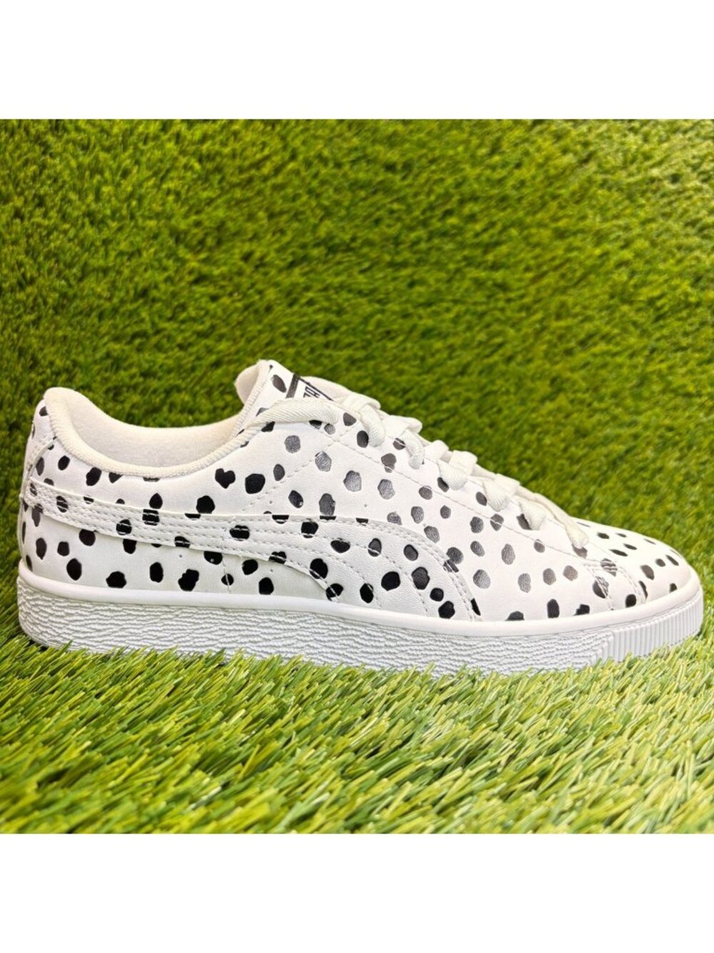 Puma Basket Dalmatian Women Size 8.5 White Black Athletic Leather Shoes Sneakers